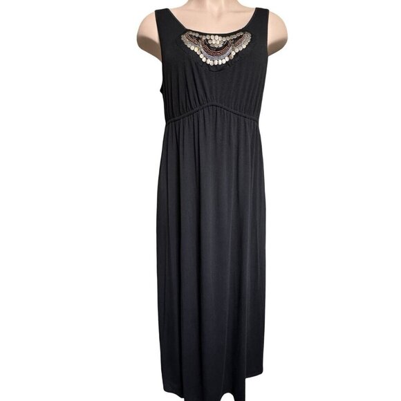 FADED GLORY Embellished Black Knit‎ Maxi Dress Size XXL (20) Sleeveless Summer - Picture 1 of 13